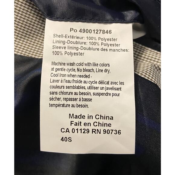 Lauren Ralph Lauren Men's 40 Short Raincoat Stanza Cream Brown Houndstooth NEW - Picture 10 of 11